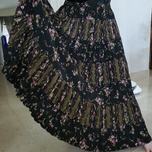 Coldwater Creek Vintage Fairycore Whimsigoth Pleated Floral Maxi Skirt Size 1X